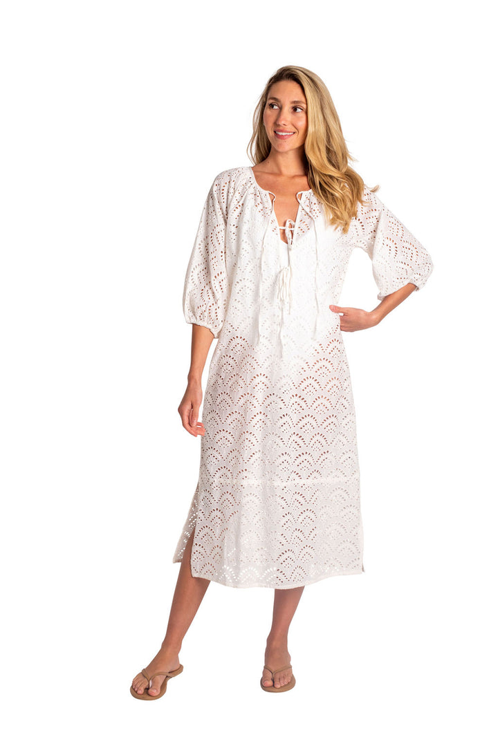 St. Barth Beach Coverup - White Organic Cotton Lace
