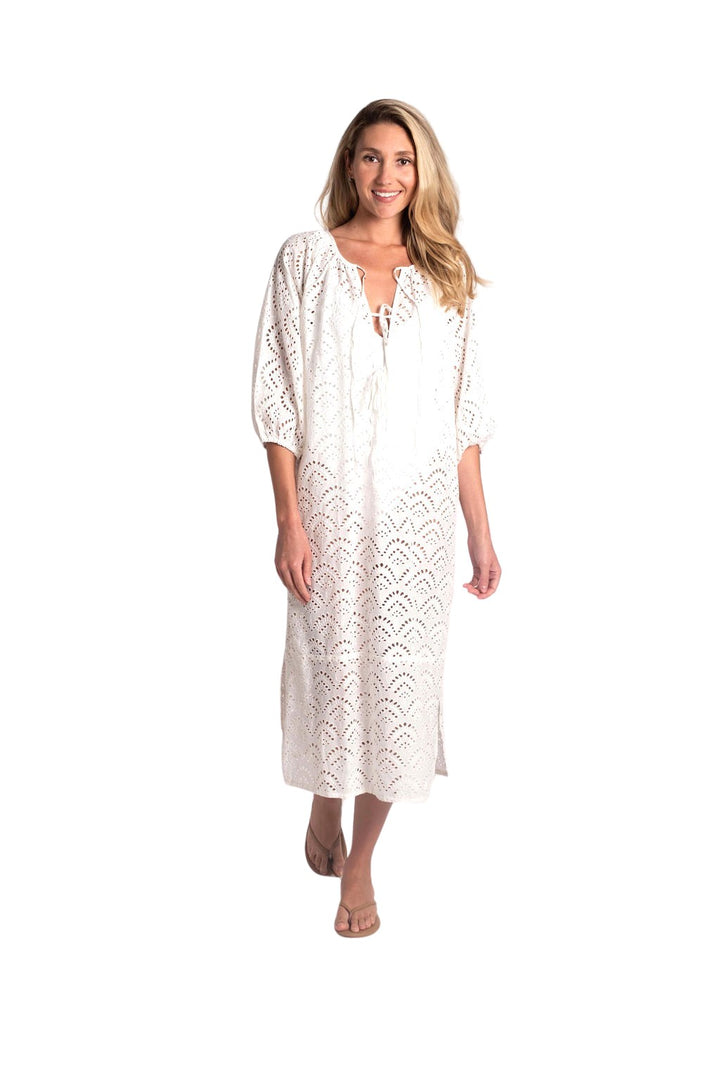 St. Barth Beach Coverup - White Organic Cotton Lace