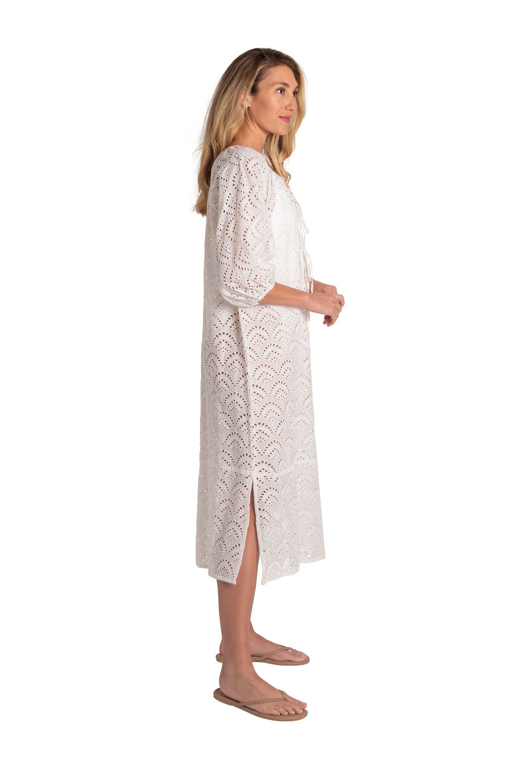 St. Barth Beach Coverup - White Organic Cotton Lace