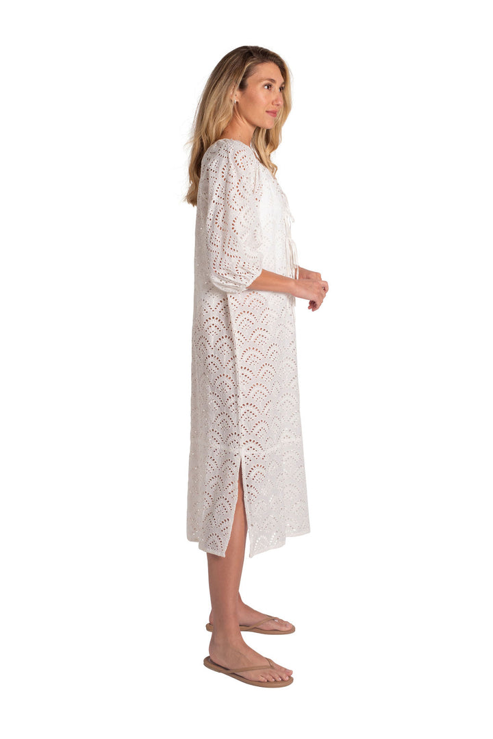 St. Barth Beach Coverup - White Organic Cotton Lace