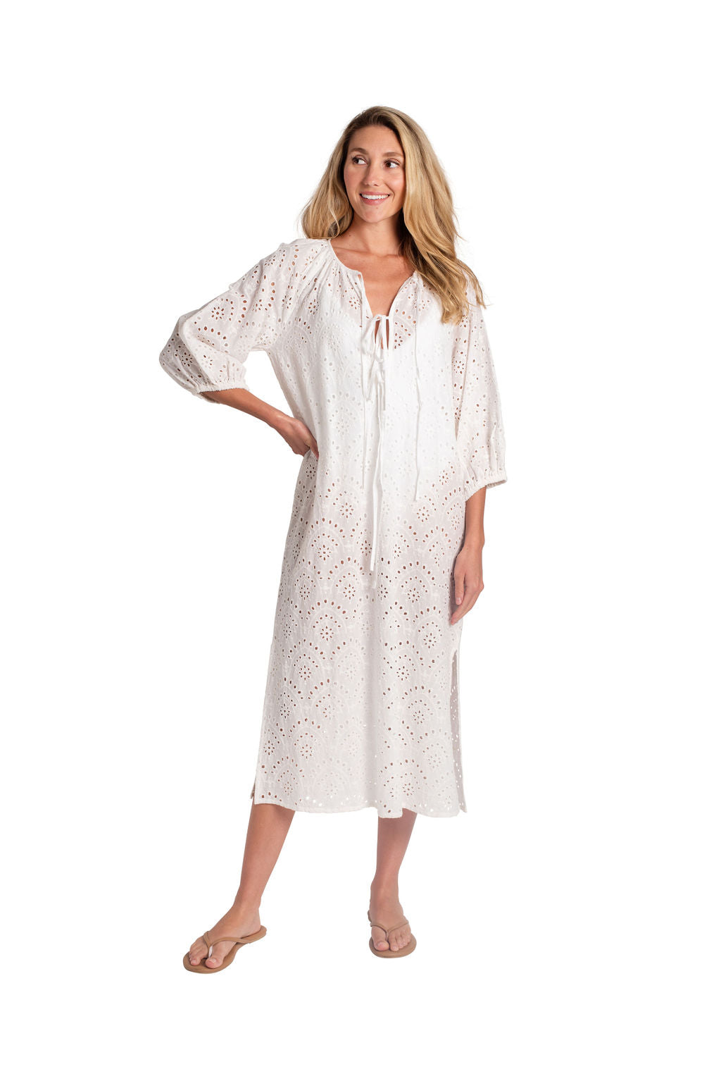 St. Barth Beach Coverup - White Organic Cotton Lace